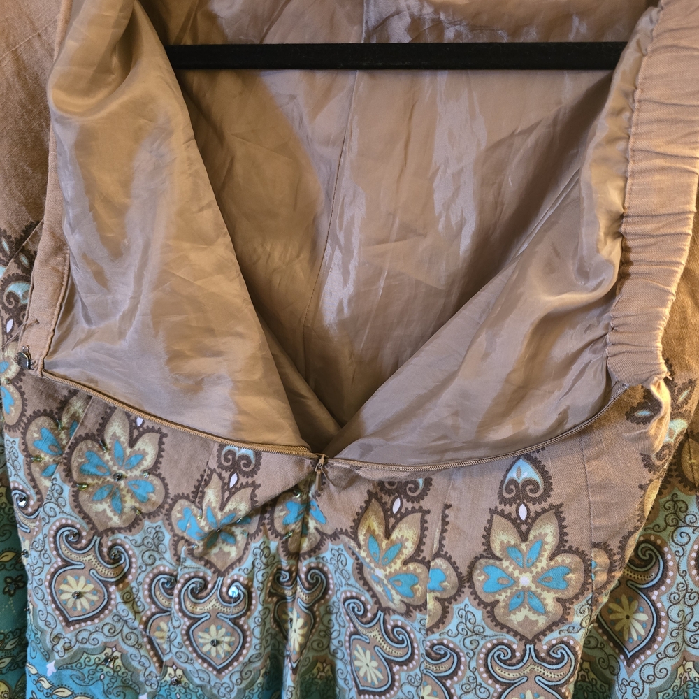Coldwater Creek Turquoise and Brown Paisley Skirt - Picture 3 of 5